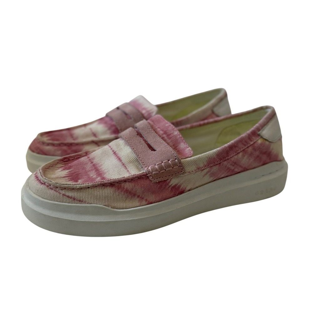 Cole Haan Grand Ambition Penny Loafer Pink Tie Dye Canvas W25989 Womens 8B
